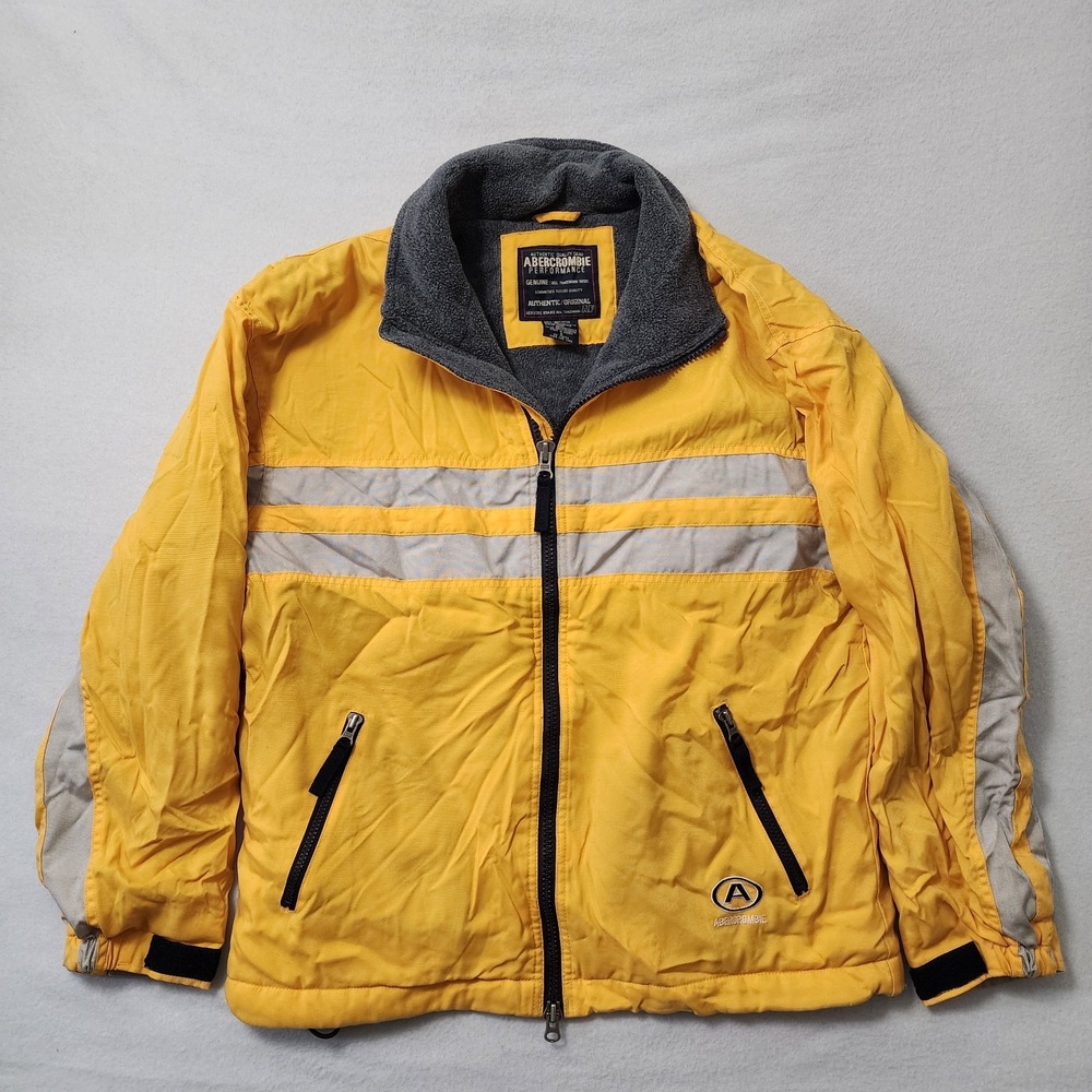 Vintage Y2k Abercrombie Fitch Jacket Mens Small Yellow Lined Full Zip Skater